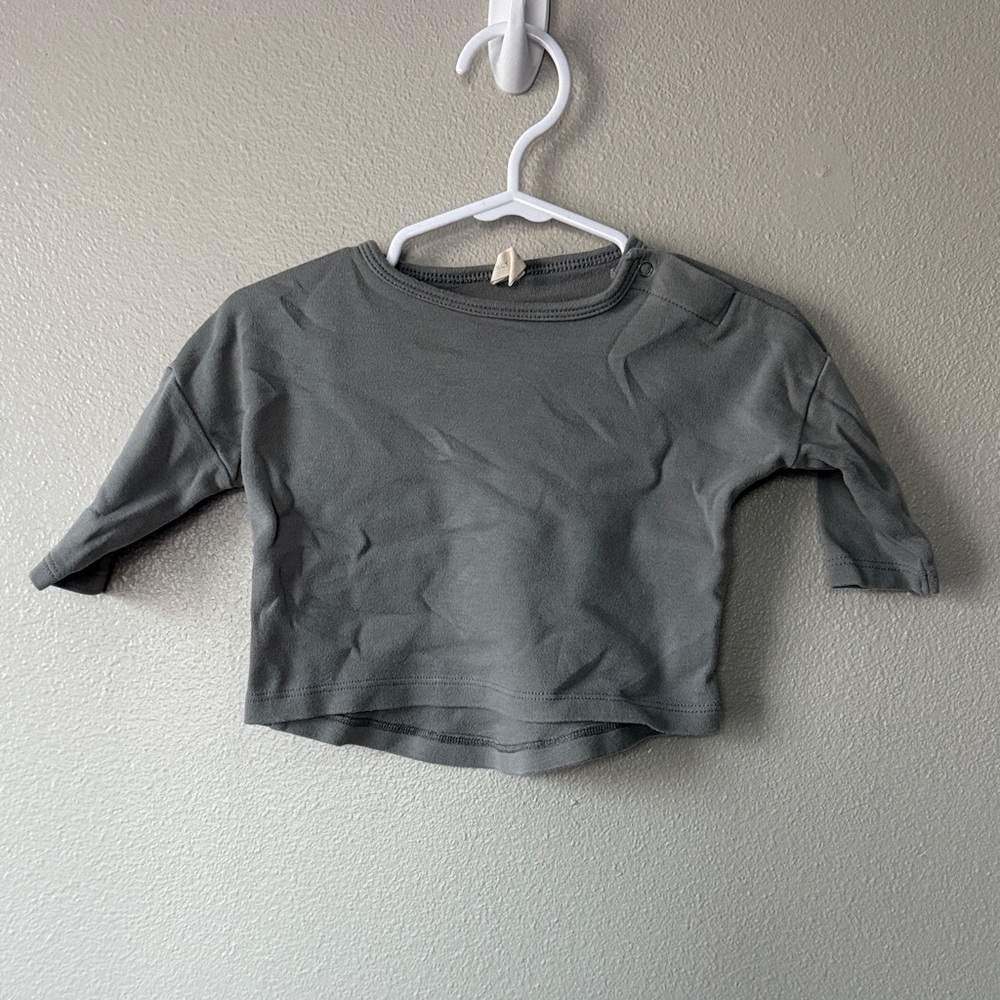 Quincy Mae Gray Blue 100% Organic Cotton Long Sleeve Tee Size 0-3 Months